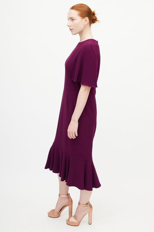 Dolce & Gabbana Purple Ruffled Midi Dress