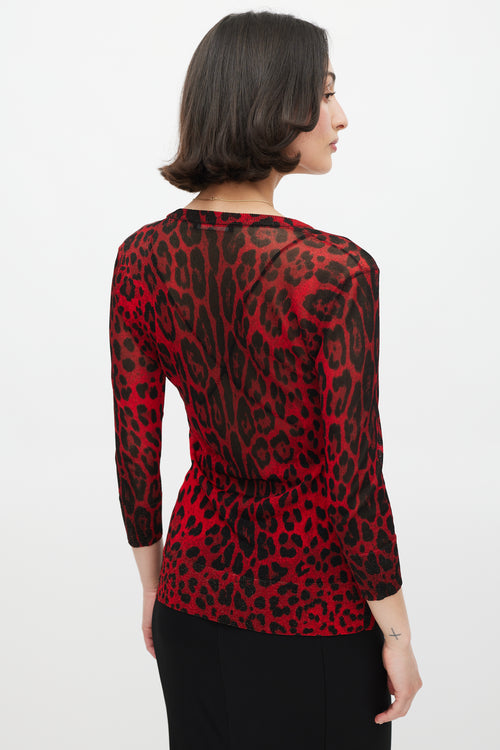 Dolce & Gabbana Red & Black Sparkly Printed Cardigan