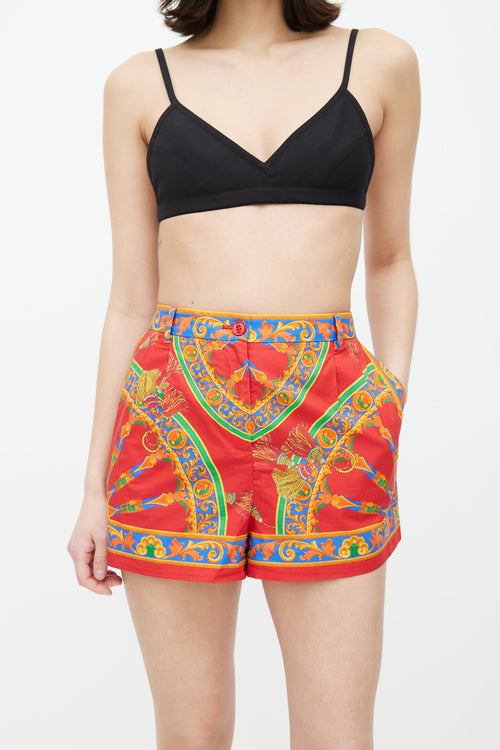 Dolce & Gabbana Red & Multicolour Caretto Short
