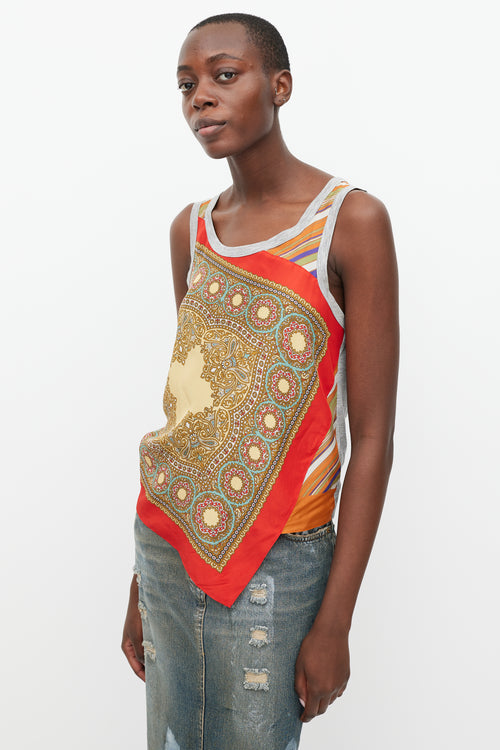 Dolce & Gabbana Red & Multicolour Printed Silk Tank Top