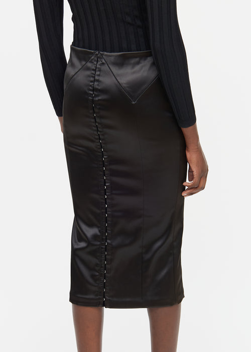 Dolce & Gabbana Silk Panel Clasp Midi Skirt