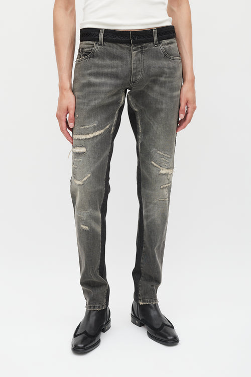 Dolce & Gabbana Washed Black Distressed Skinny Jeans