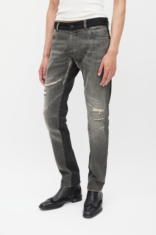 Dolce & Gabbana Washed Black Distressed Skinny Jeans