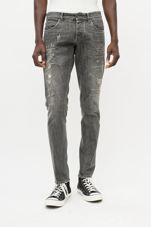 Dolce & Gabbana Washed Grey Distressed Slim Jeans