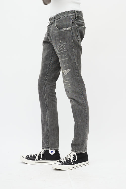 Dolce & Gabbana Washed Grey Distressed Slim Jeans