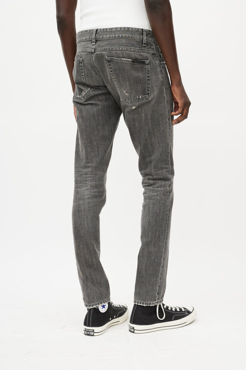 Dolce & Gabbana Washed Grey Distressed Slim Jeans