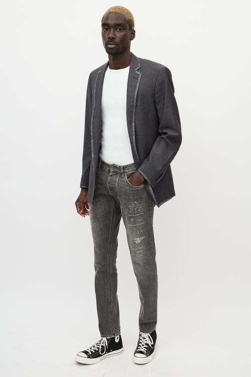 Dolce & Gabbana Washed Grey Distressed Slim Jeans