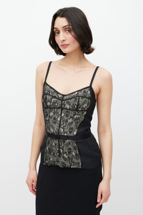 Dolce & Gabbana White & Black Lace Bow Top
