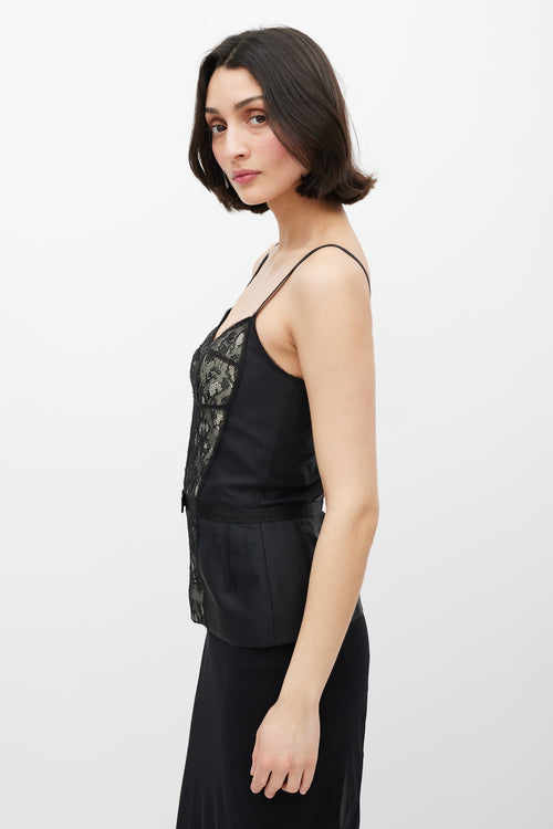 Dolce & Gabbana White & Black Lace Bow Top