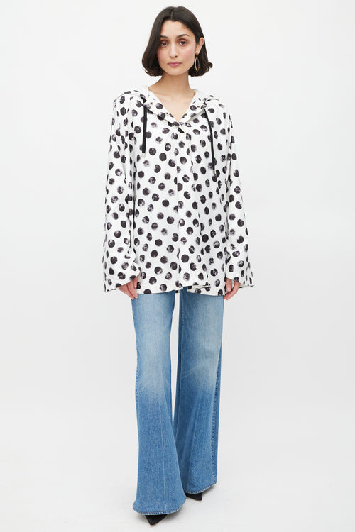 Dolce & Gabbana White & Black Polka Dot Rain Cape