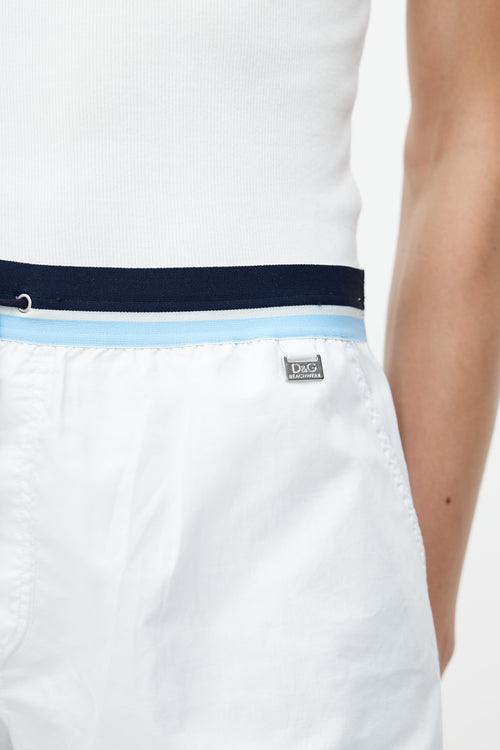 Dolce & Gabbana White & Blue Stripe Swim Short