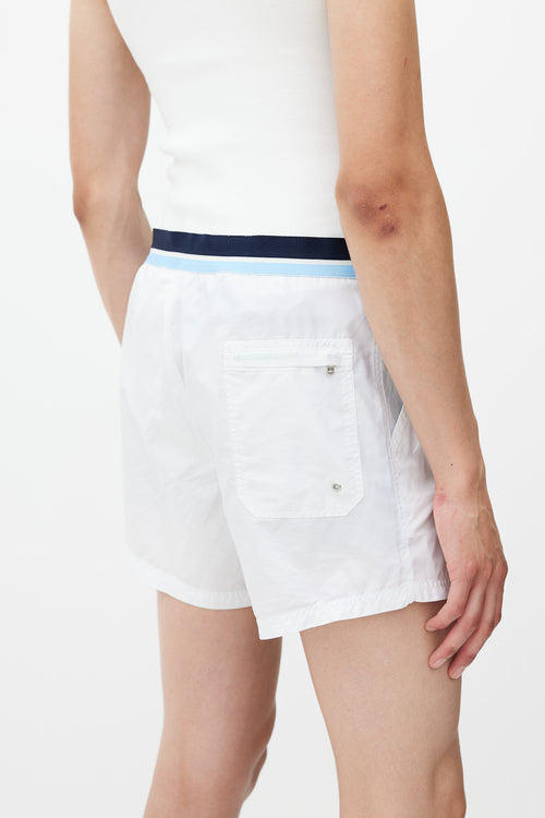 Dolce & Gabbana White & Blue Stripe Swim Short