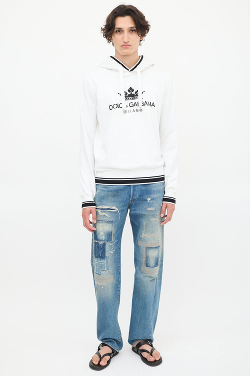 Dolce & Gabbana White Crown Logo Hoodie