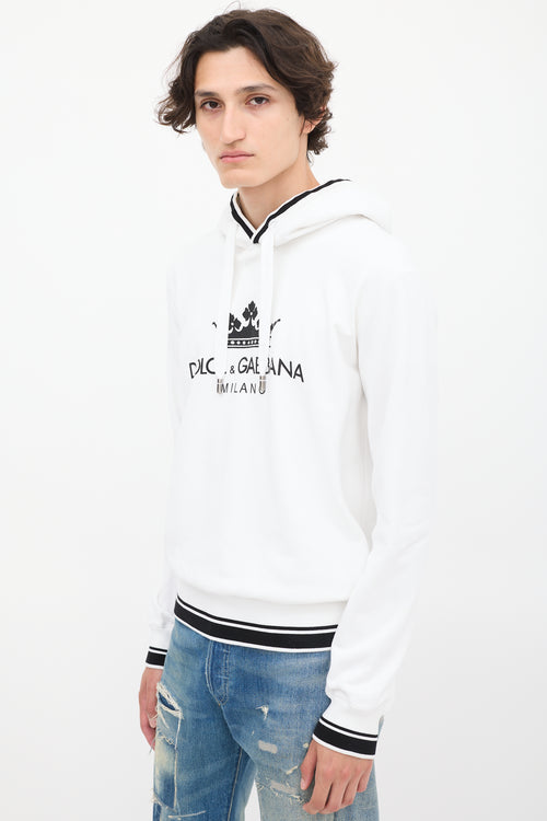 Dolce & Gabbana White Crown Logo Hoodie