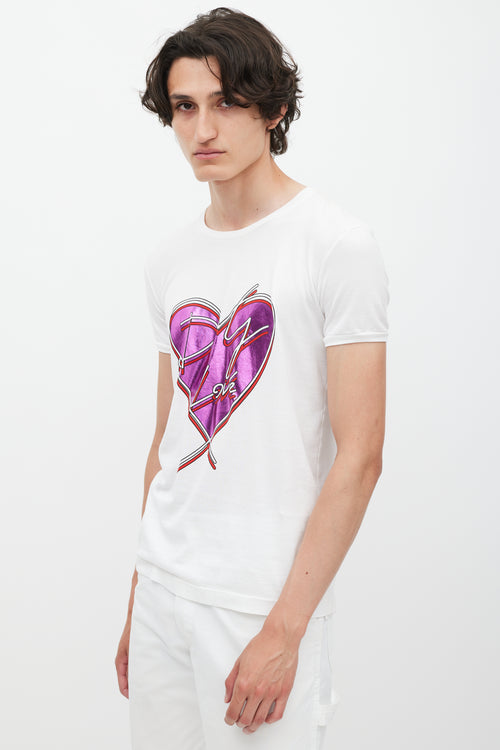 Dolce & Gabbana White & Multicolour Love Print T-Shirt