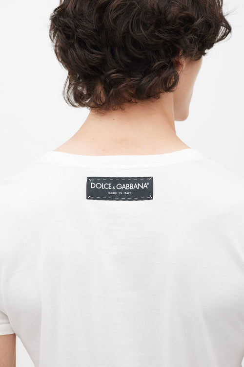 Dolce & Gabbana White & Multicolour Love Print T-Shirt
