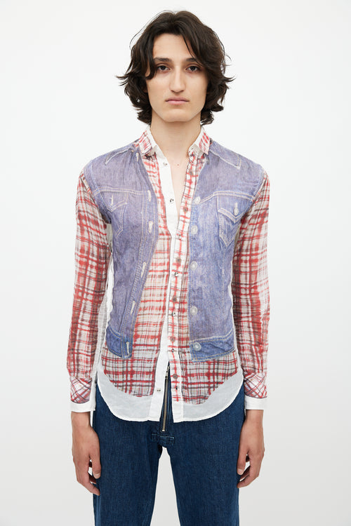 Dolce & Gabbana White & Multicolour Trompe L'oeil Shirt