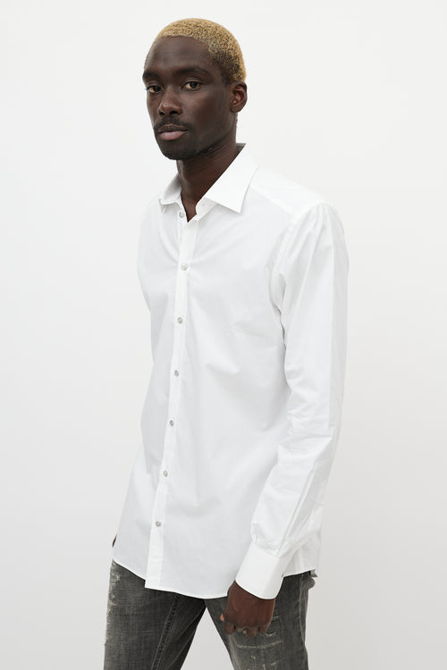 Dolce & Gabbana White & Silver Buttoned Shirt