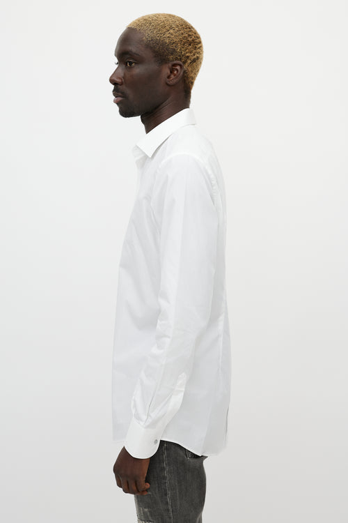 Dolce & Gabbana White & Silver Buttoned Shirt