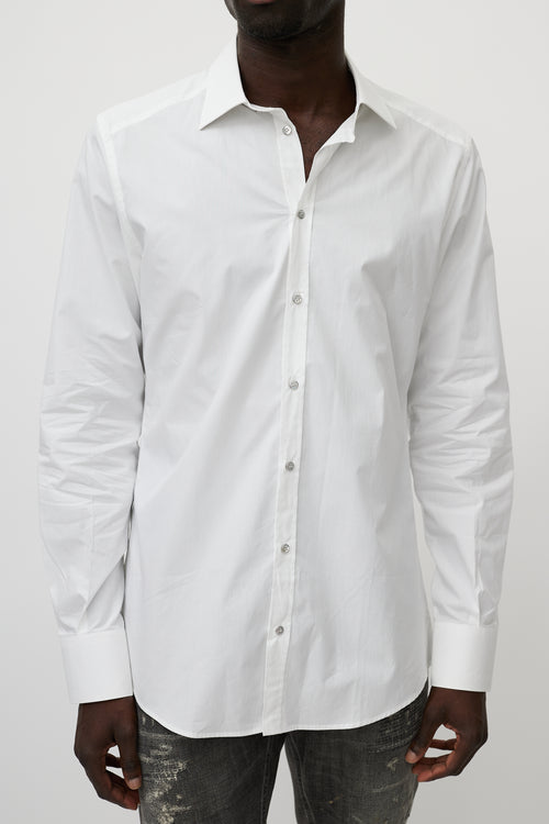 Dolce & Gabbana White & Silver Buttoned Shirt