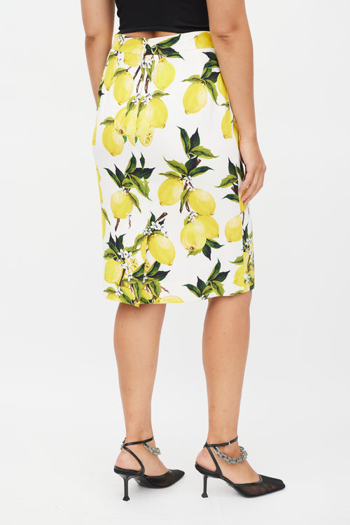 Dolce & Gabbana White & Yellow Lemon Skirt
