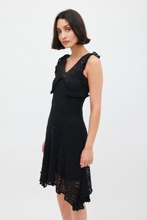 Dolce & Gabbana Black Crochet Sleeveless Midi Dress