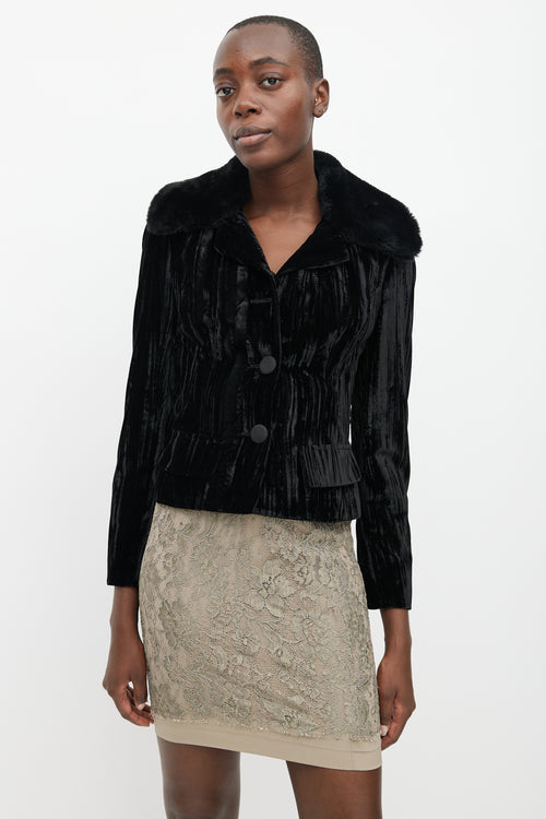 Dolce & Gabbana Black Crushed Velvet Jacket