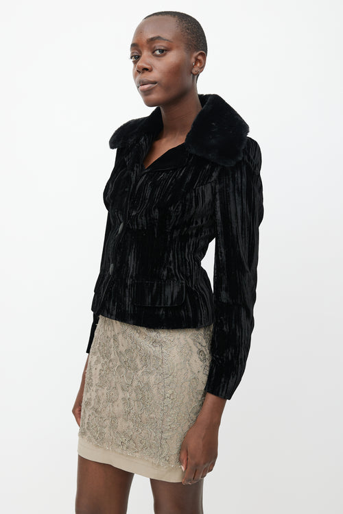 Dolce & Gabbana Black Crushed Velvet Jacket