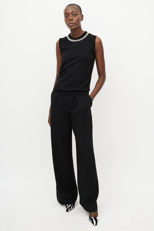 Dolce & Gabbana Black Wool & Silver Collar Top