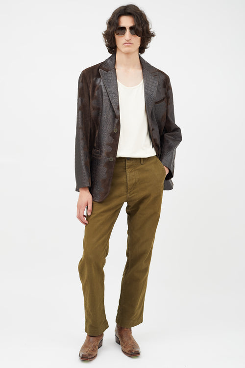 Dolce & Gabbana Brown Embossed Leather Blazer