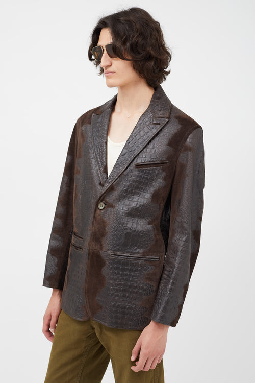 Dolce & Gabbana Brown Embossed Leather Blazer