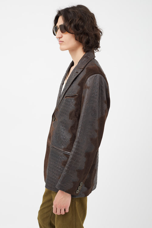 Dolce & Gabbana Brown Embossed Leather Blazer
