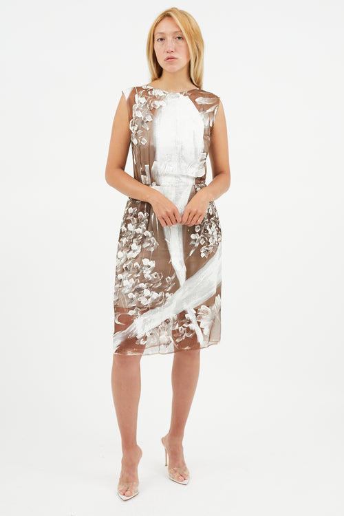 Dolce & Gabbana Brown & White Mesh Tulle Dress