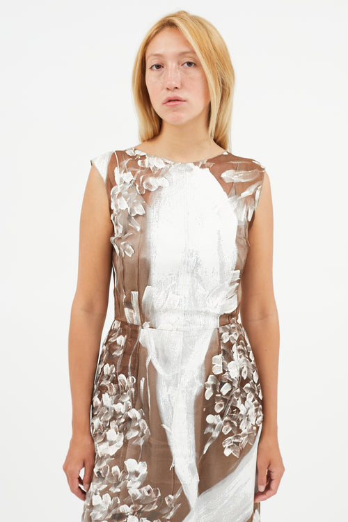Dolce & Gabbana Brown & White Mesh Tulle Dress