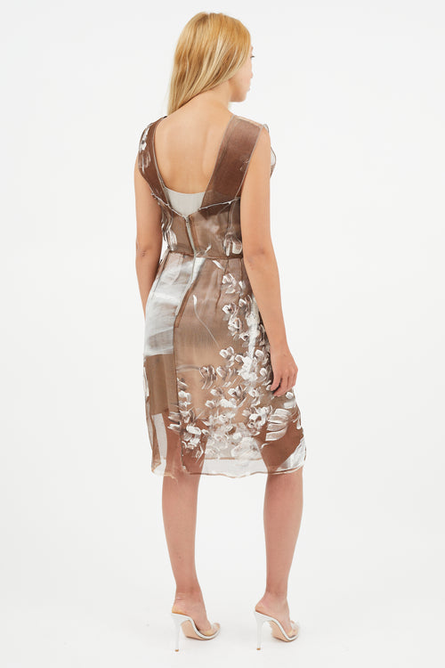 Dolce & Gabbana Brown & White Mesh Tulle Dress