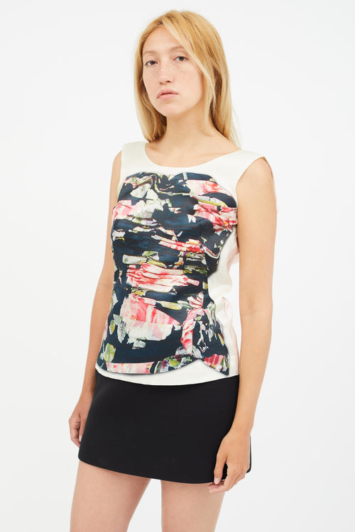 Dolce & Gabbana Cream & Multicolour Trompe L'oeil Top