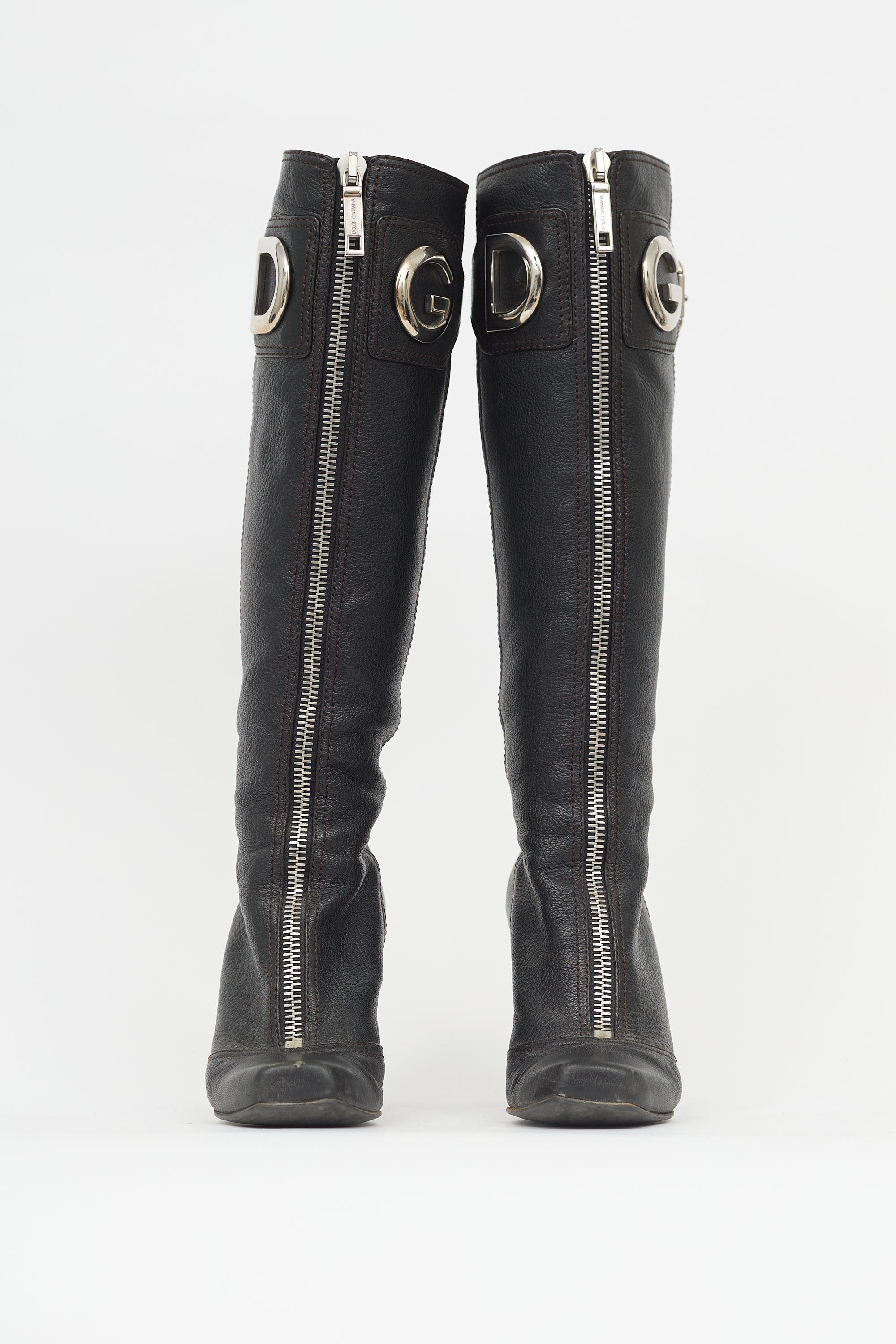 Dolce & Gabbana Leather Logo Boot