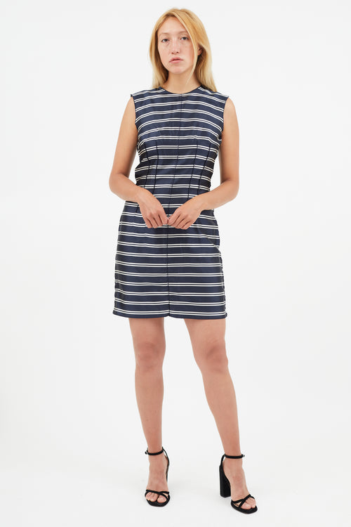 Dolce & Gabbana Navy & White Striped Silk Dress