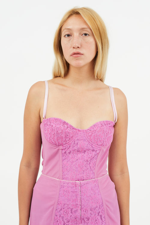 Dolce & Gabbana Pink Lace Corset Co-Ord Set