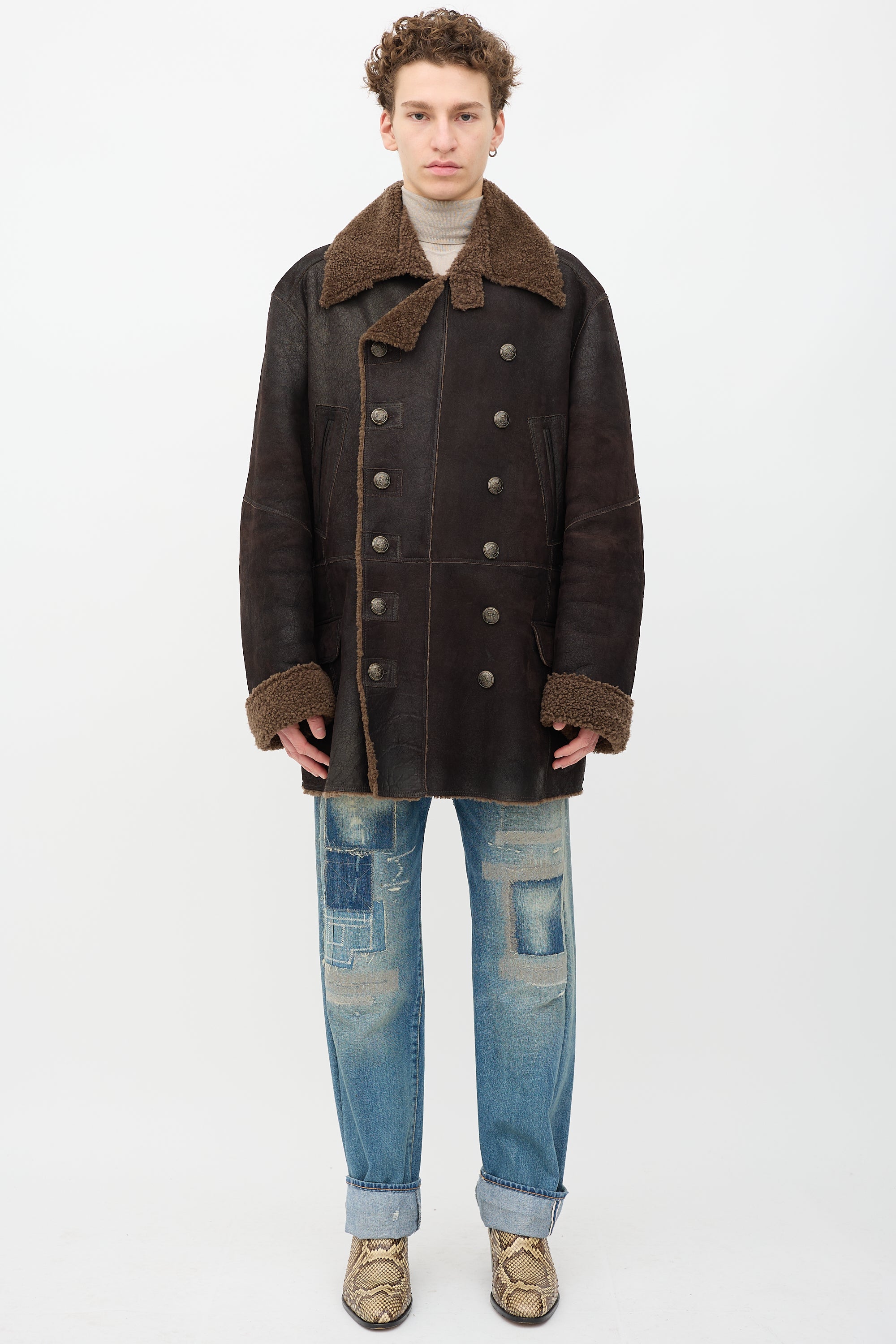 Dolce & Gabbana Shearling Double Breasted Coat