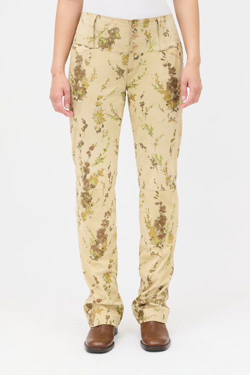 Dolce & Gabbana Vintage Suede Floral Pant