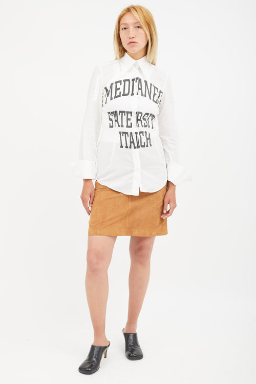 Dolce & Gabbana White & Black Collegiate Print Shirt