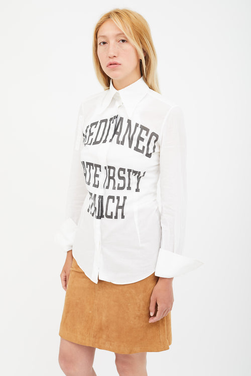 Dolce & Gabbana White & Black Collegiate Print Shirt