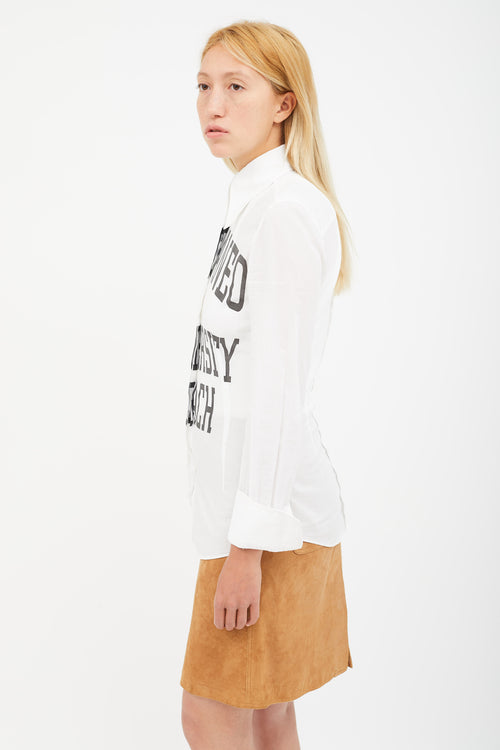 Dolce & Gabbana White & Black Collegiate Print Shirt