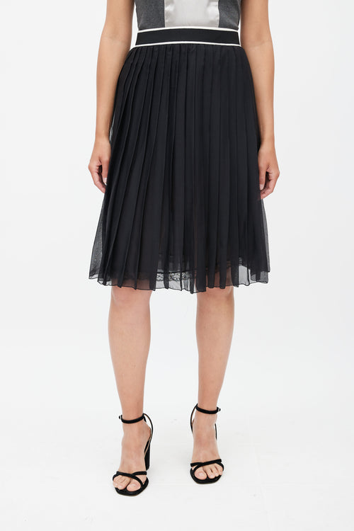 Dolce & Gabbana Black & White Silk Sheer Skirt