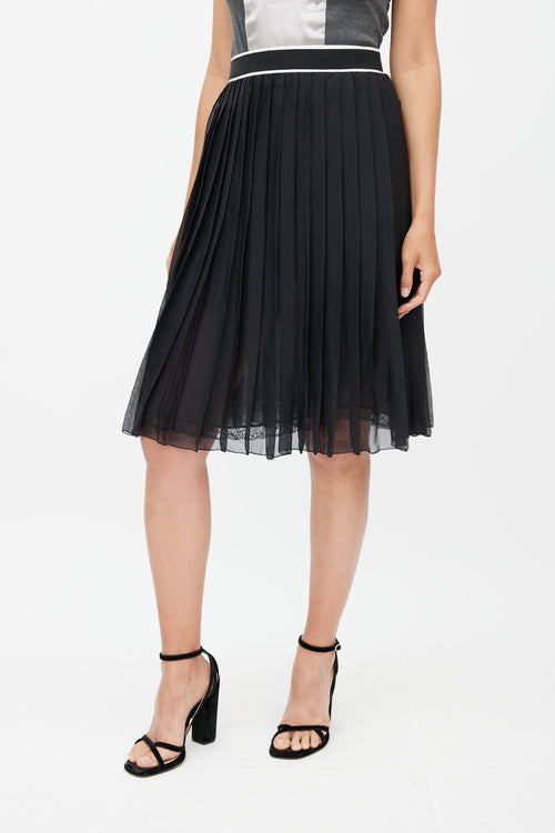 Dolce & Gabbana Black & White Silk Sheer Skirt