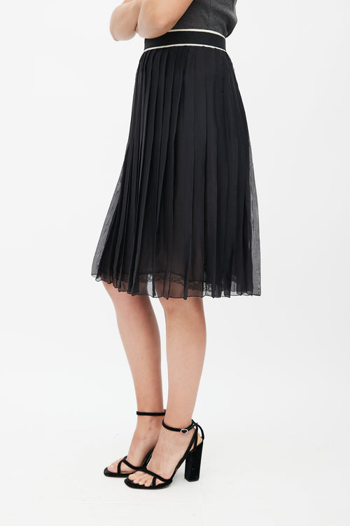 Dolce & Gabbana Black & White Silk Sheer Skirt
