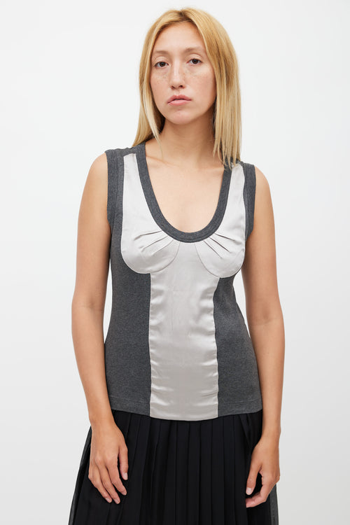 Dolce & Gabbana Grey Satin Bustier Top