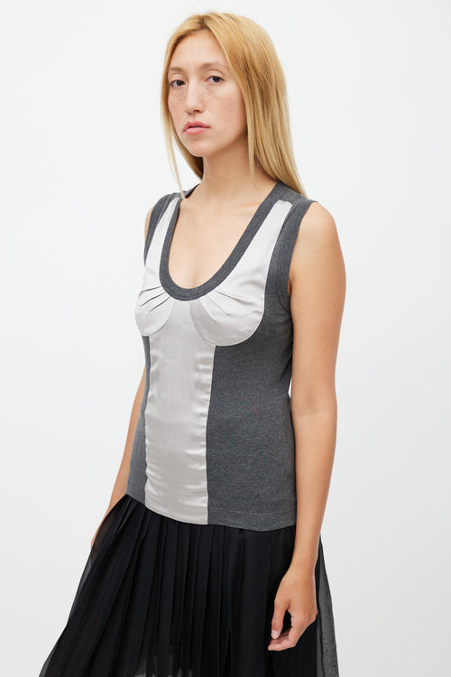 Dolce & Gabbana Grey Satin Bustier Top