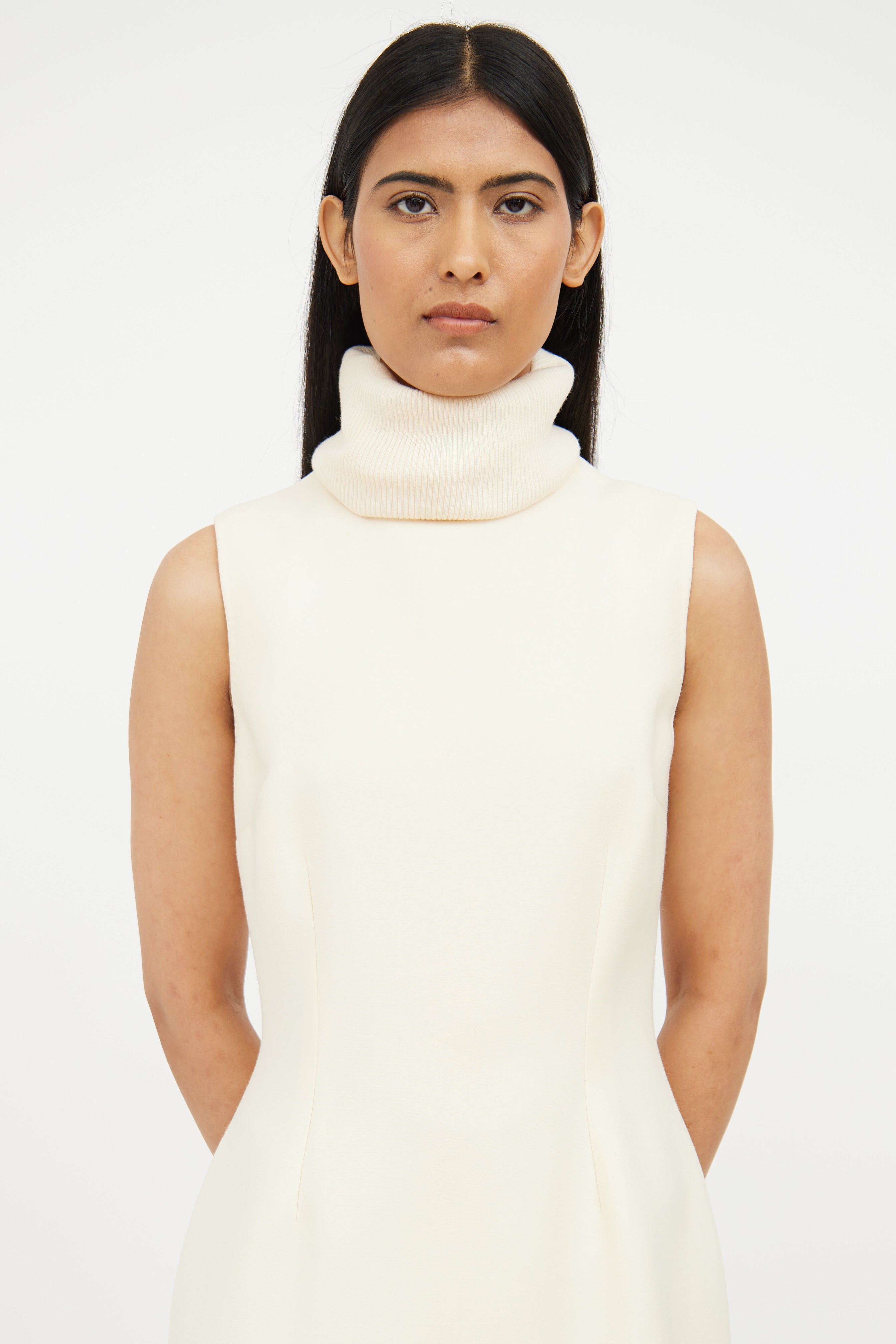 Dolce & Gabbana Cream Turtleneck Dress